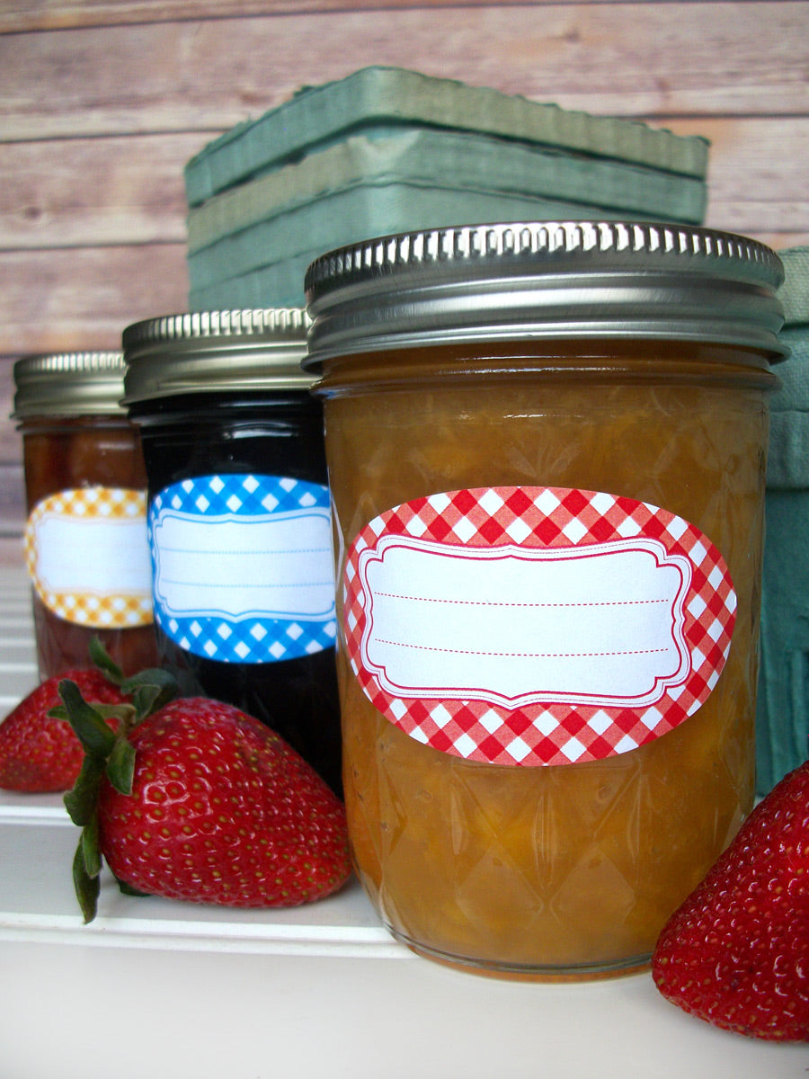 Classic Gingham Oval Jam & Jelly Canning Labels | CanningCrafts.com