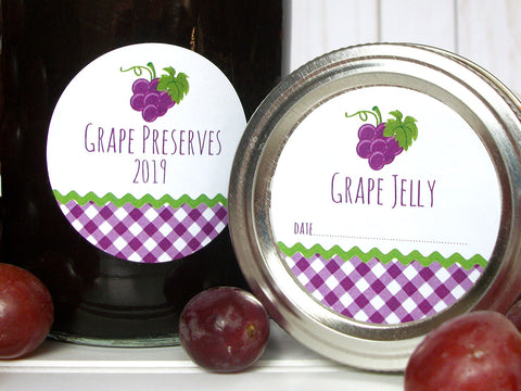 Gingham Grape Jelly Canning Labels | CanningCrafts.com