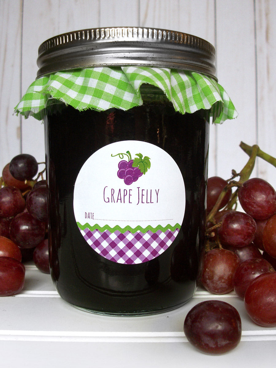 Gingham Grape Jelly Mason Jar Labels | CanningCrafts.com