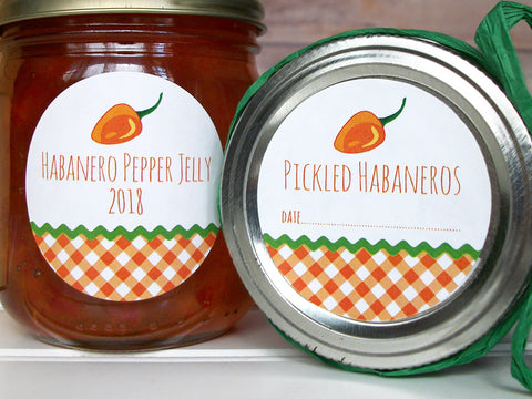 Gingham Habanero Pepper Jelly Canning Labels | CanningCrafts.com