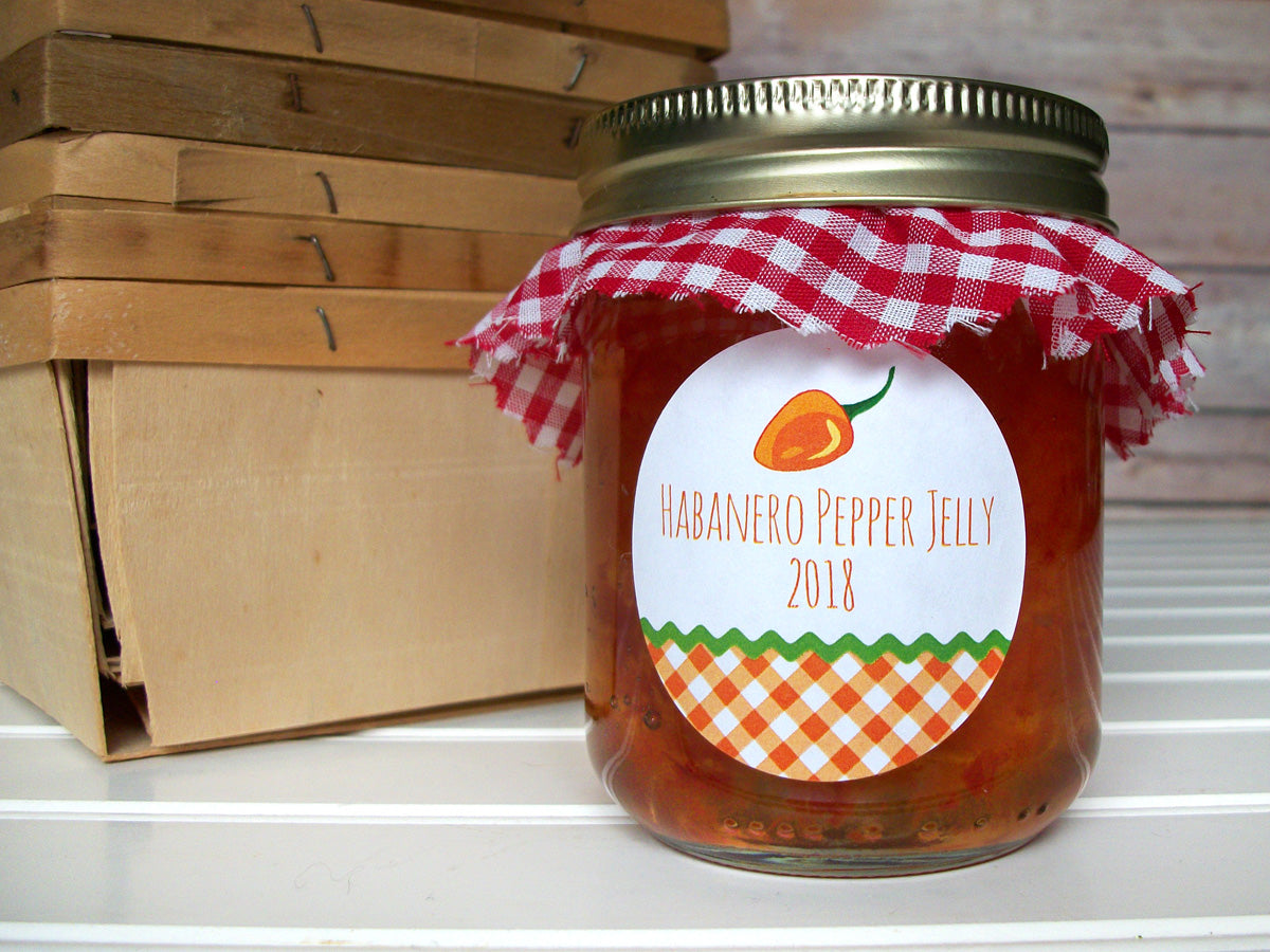 Gingham Habanero Pepper Jelly Mason Canning Jar Labels | CanningCrafts.com