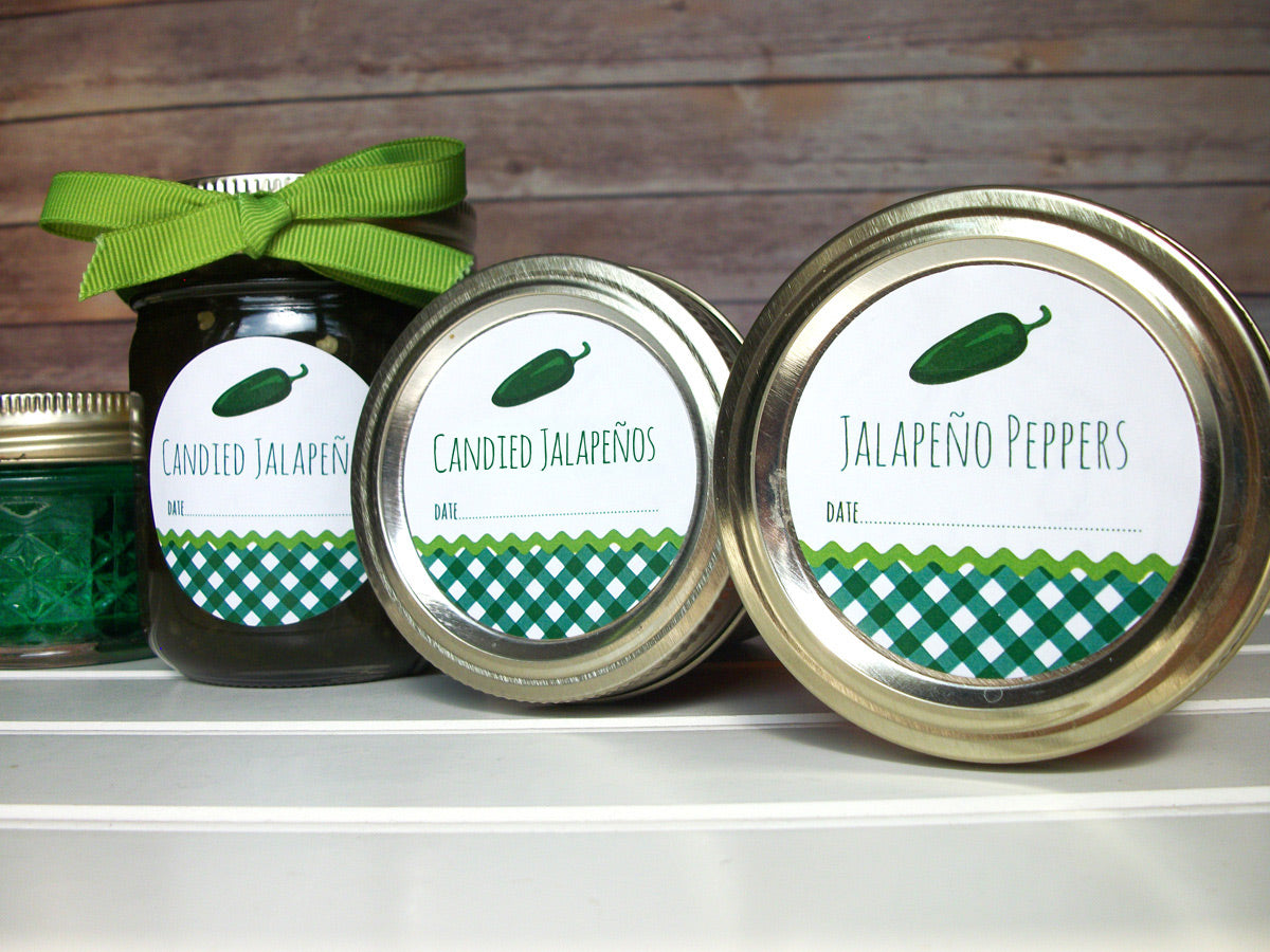 Gingham Jalapeno Pepper Jelly Canning Labels | CanningCrafts.com