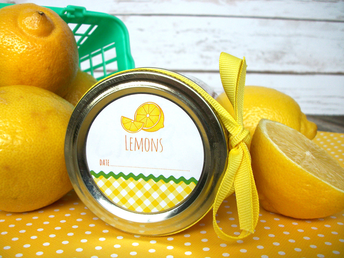 Gingham Lemon Canning Jar Labels | CanningCrafts.com