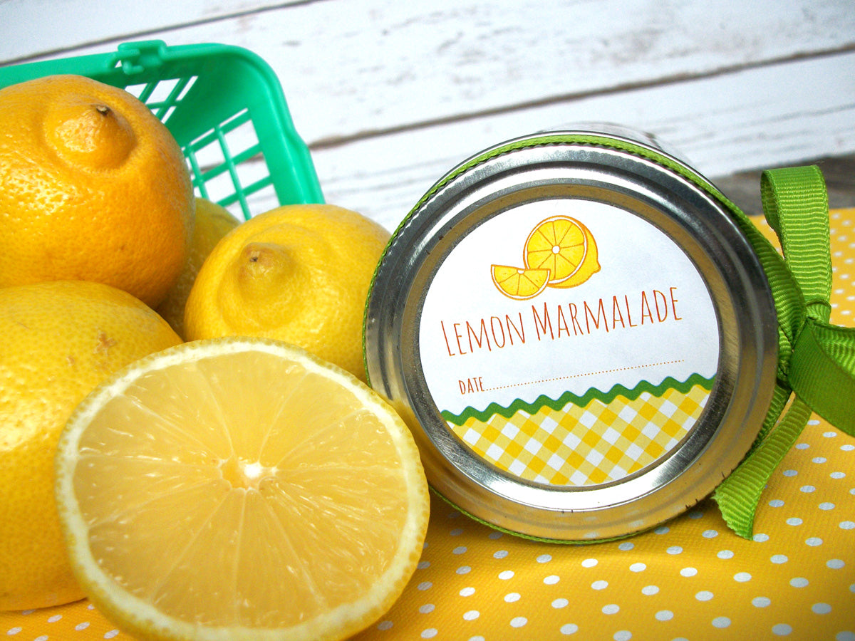 Gingham Lemon Marmalade Canning Jar Labels| CanningCrafts.com