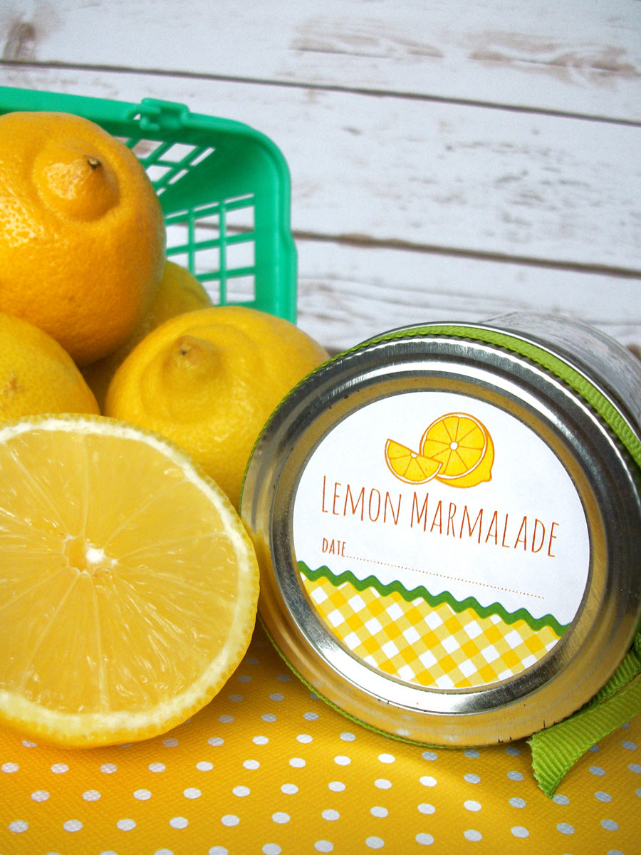 Gingham Lemon marmalade & jelly Canning Jar Labels | CanningCrafts.com