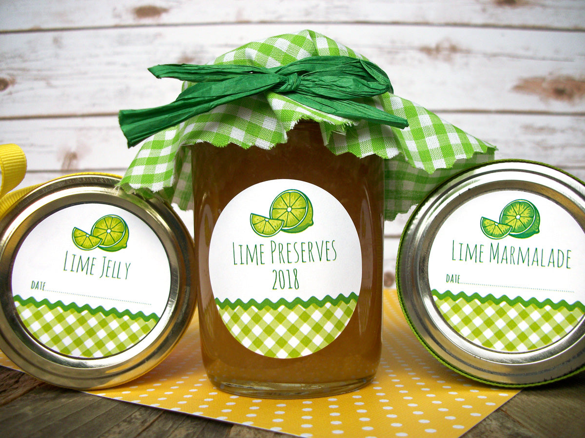 Gingham Lime marmalade & jelly & preserves Canning Jar Labels | CanningCrafts.com