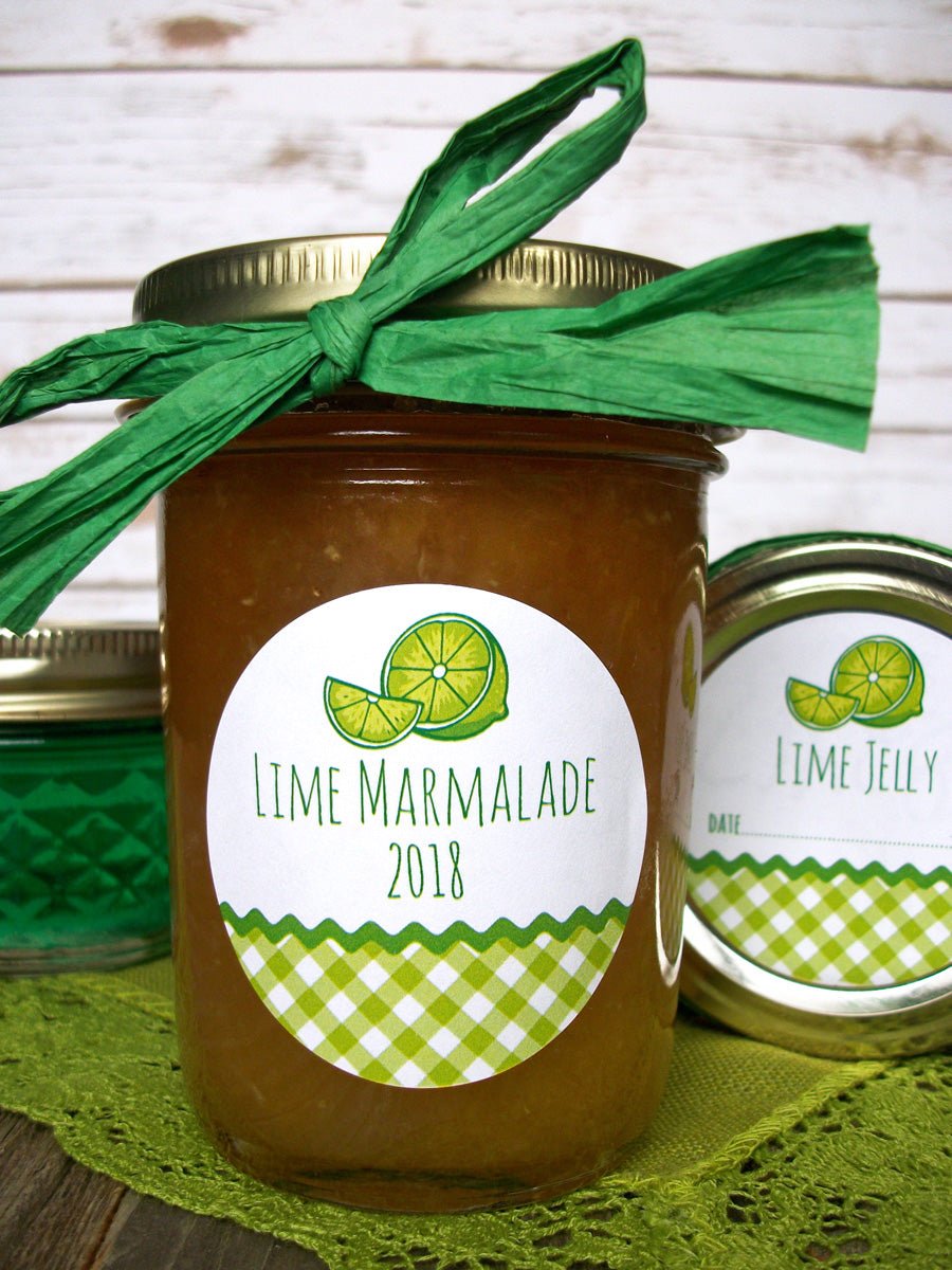 Gingham Lime marmalade & jelly Mason Jar Labels | CanningCrafts.com