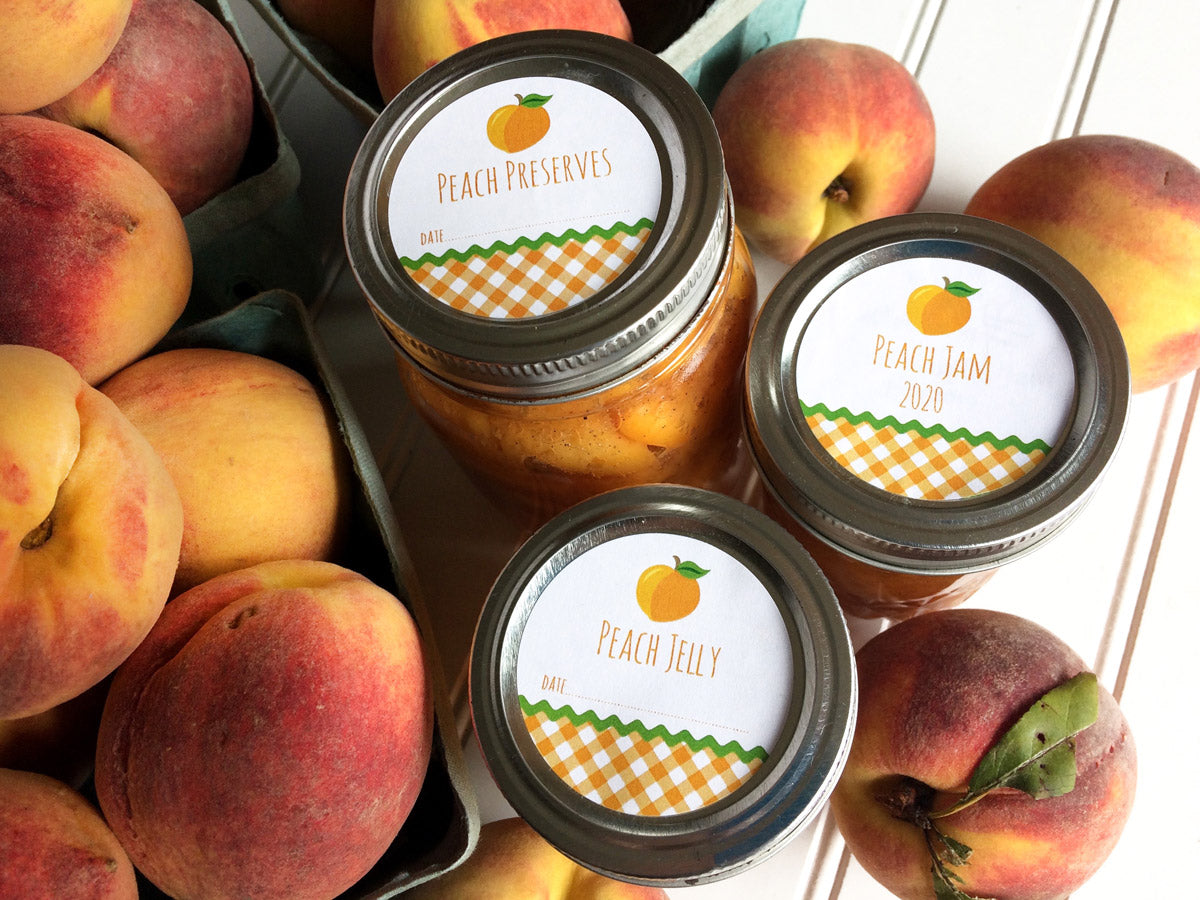 Gingham Peach Jam, Jelly, and Preserves Canning Labels | CanningCrafts.com