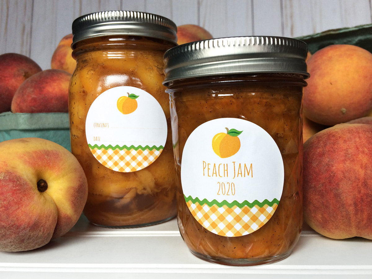 Gingham Peach Jam Canning Labels | CanningCrafts.com