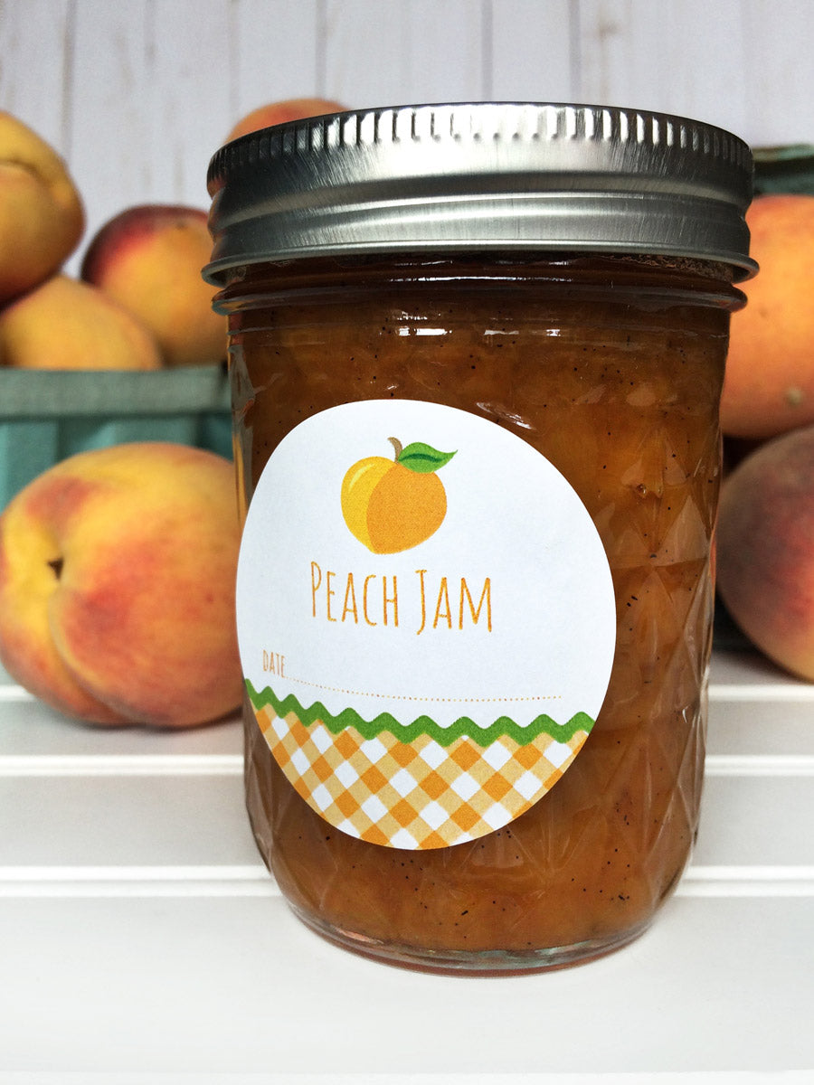 Gingham Peach Jam Canning Labels | CanningCrafts.com