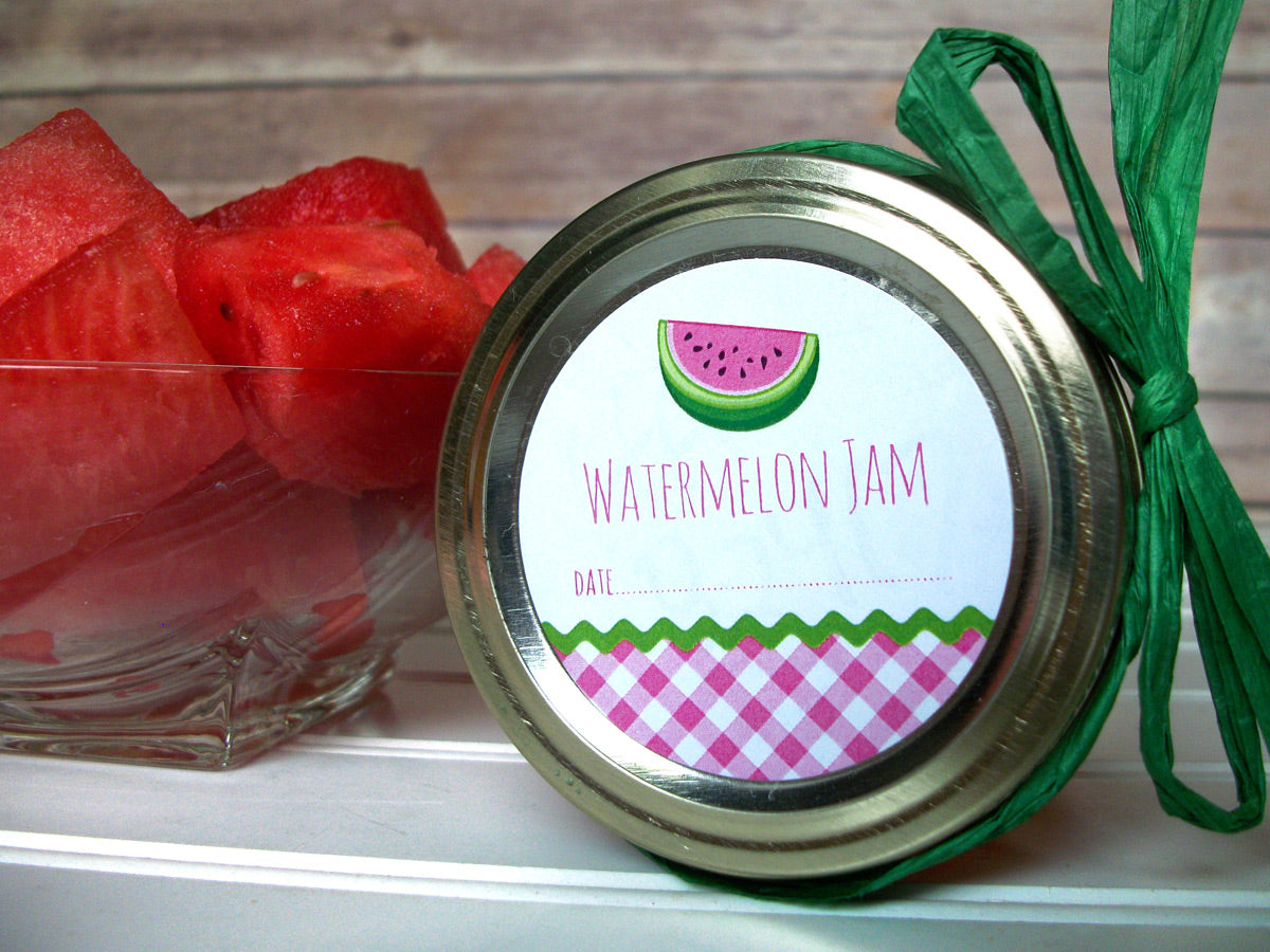 Gingham Watermelon Jam Canning Labels | CanningCrafts.com