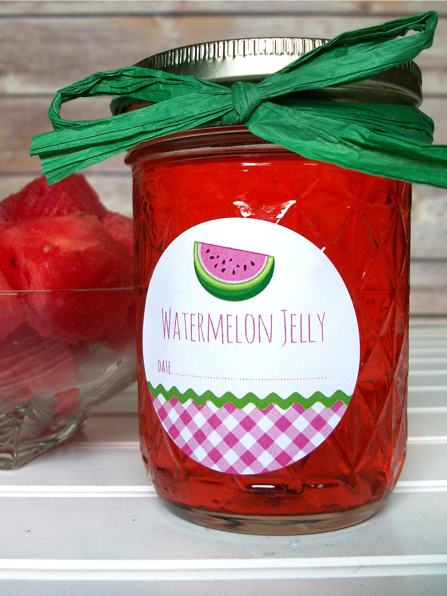 Gingham Watermelon Jelly Canning Labels | CanningCrafts.com