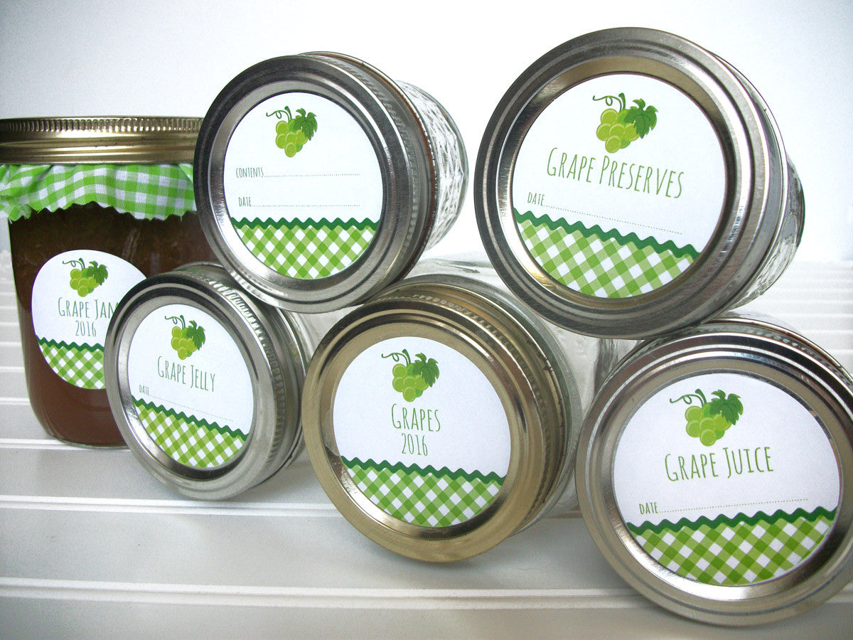 White Green Grape Canning Jar Labels | CanningCrafts.com