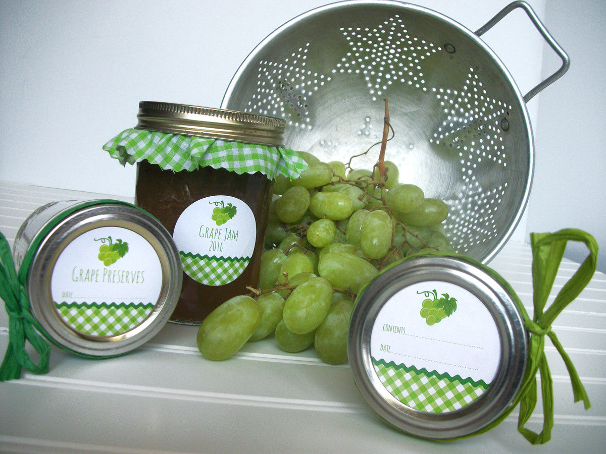 White Green Grape Canning Jar Labels | CanningCrafts.com