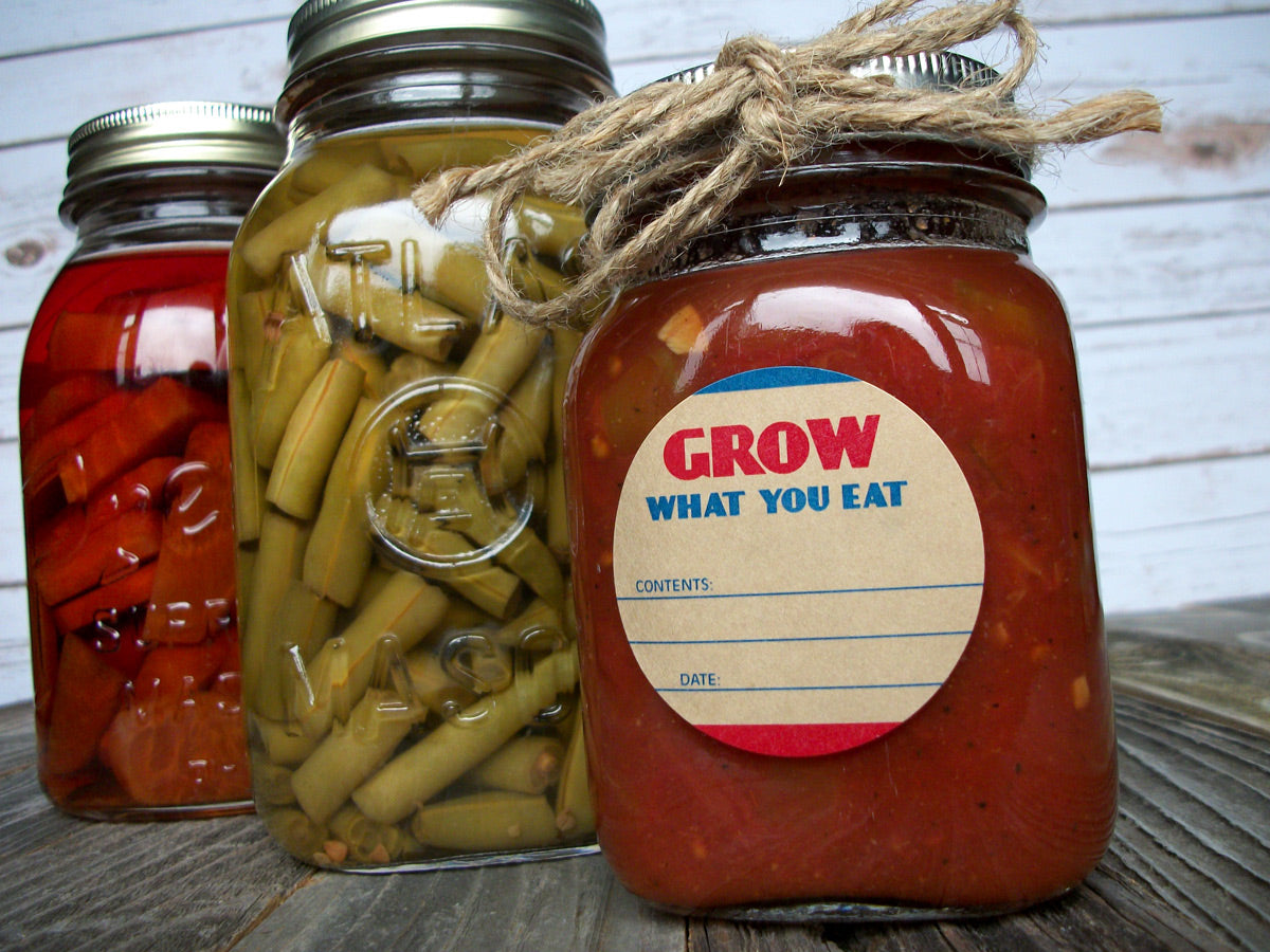 Grow What You Eat Victory Garden Canning Jar Labels | CanningCrafts.com
