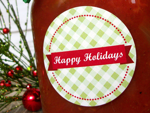 Happy Holidays Christmas Canning Labels | CanningCrafts.com