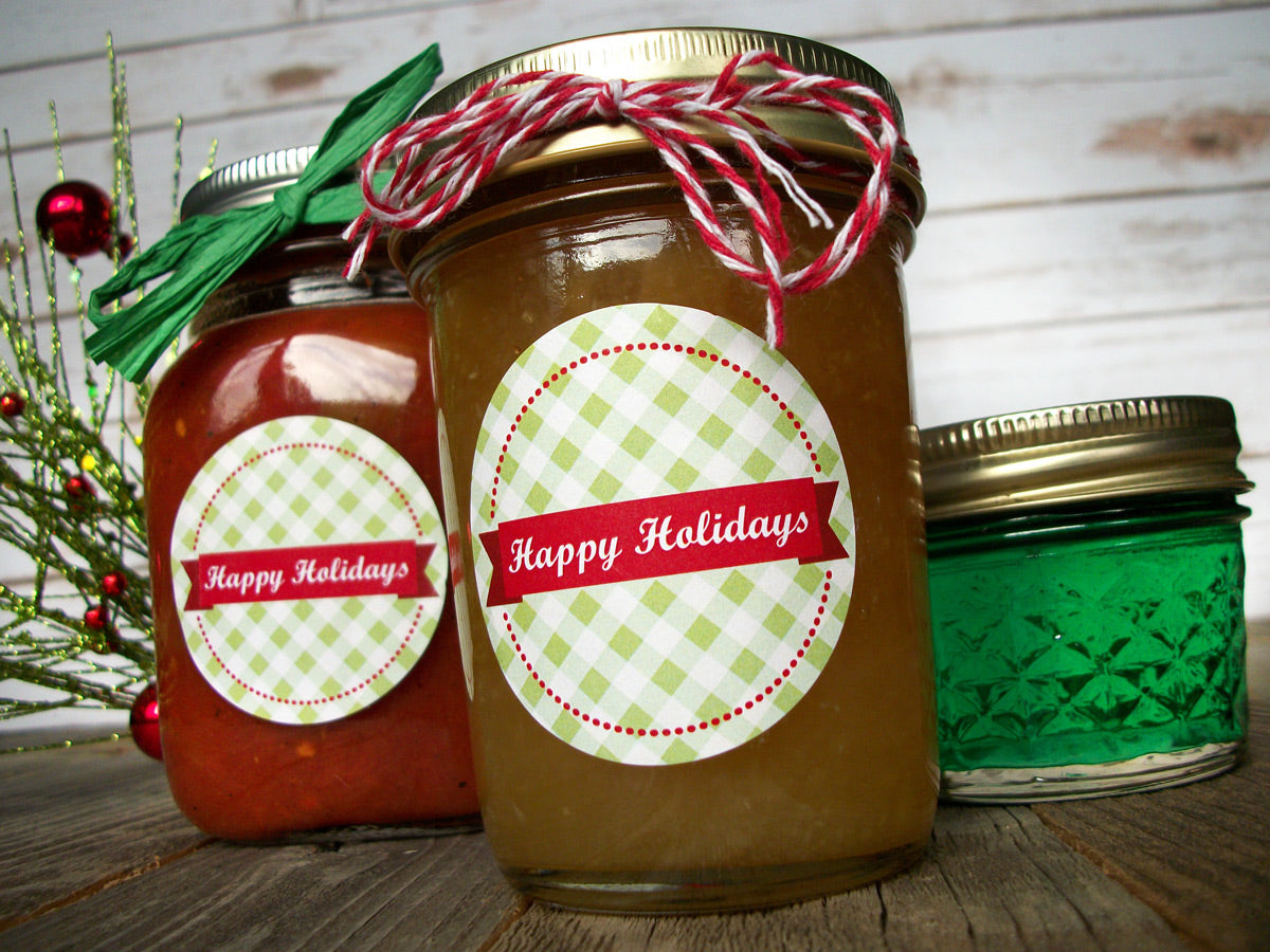 Happy Holidays Christmas Canning Labels | CanningCrafts.com