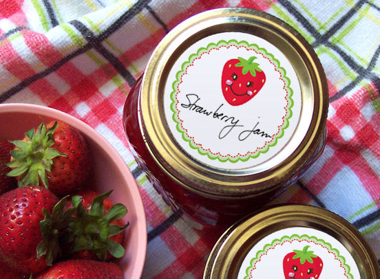 Happy Strawberry Jam Jar Labels | CanningCrafts.com