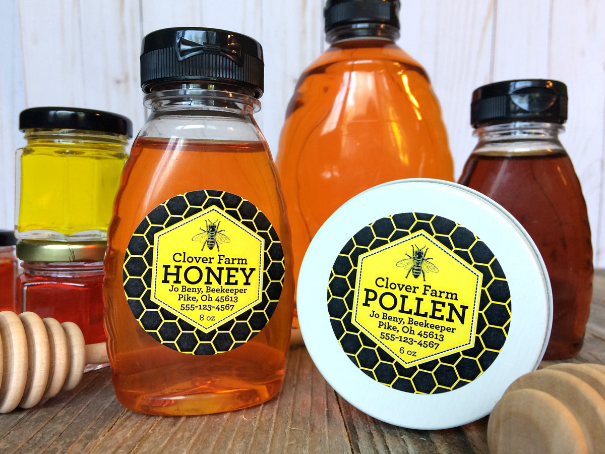 custom beehive honey and pollen labels | CanningCrafts.com