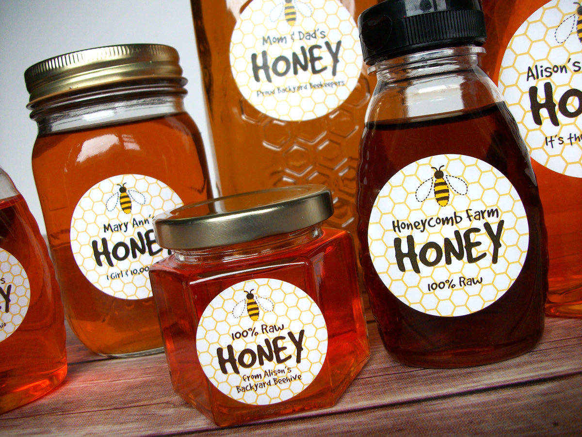 Cute honey bee custom honey labels | CanningCrafts.com