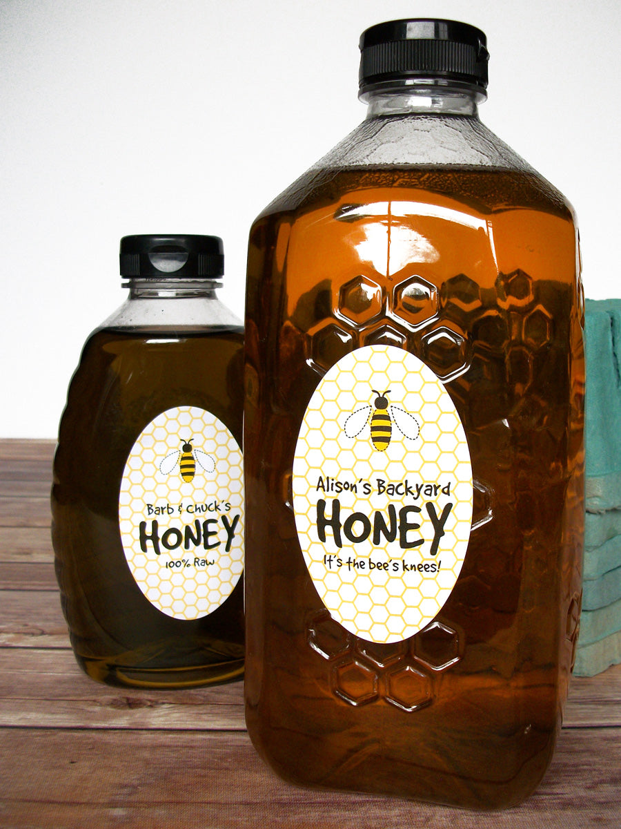 Custom Cute Honey Bee Large Oval Honey Labels | CanningCrafts.com