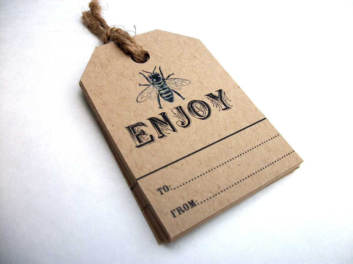 12 Kraft Enjoy Honey Bee Hang Tags for mason jar gifts or honey favors –  CanningCrafts