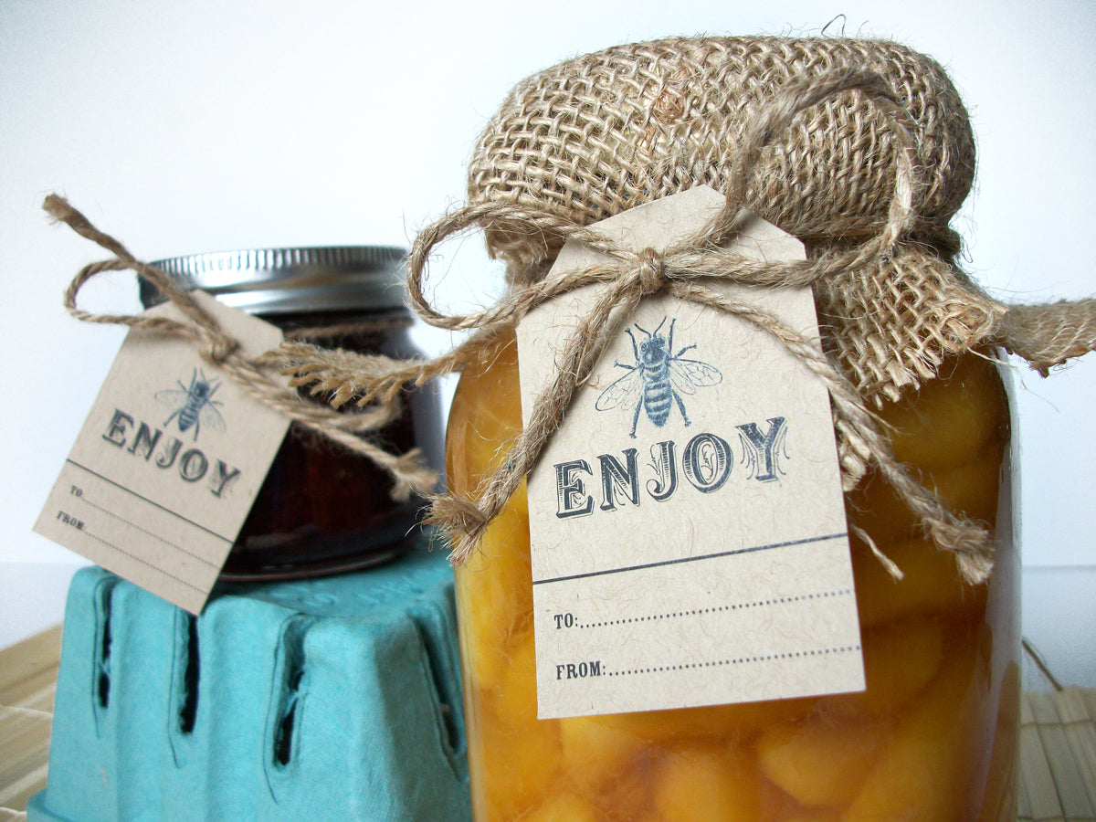 12 Kraft Enjoy Honey Bee Hang Tags for mason jar gifts or honey favors –  CanningCrafts