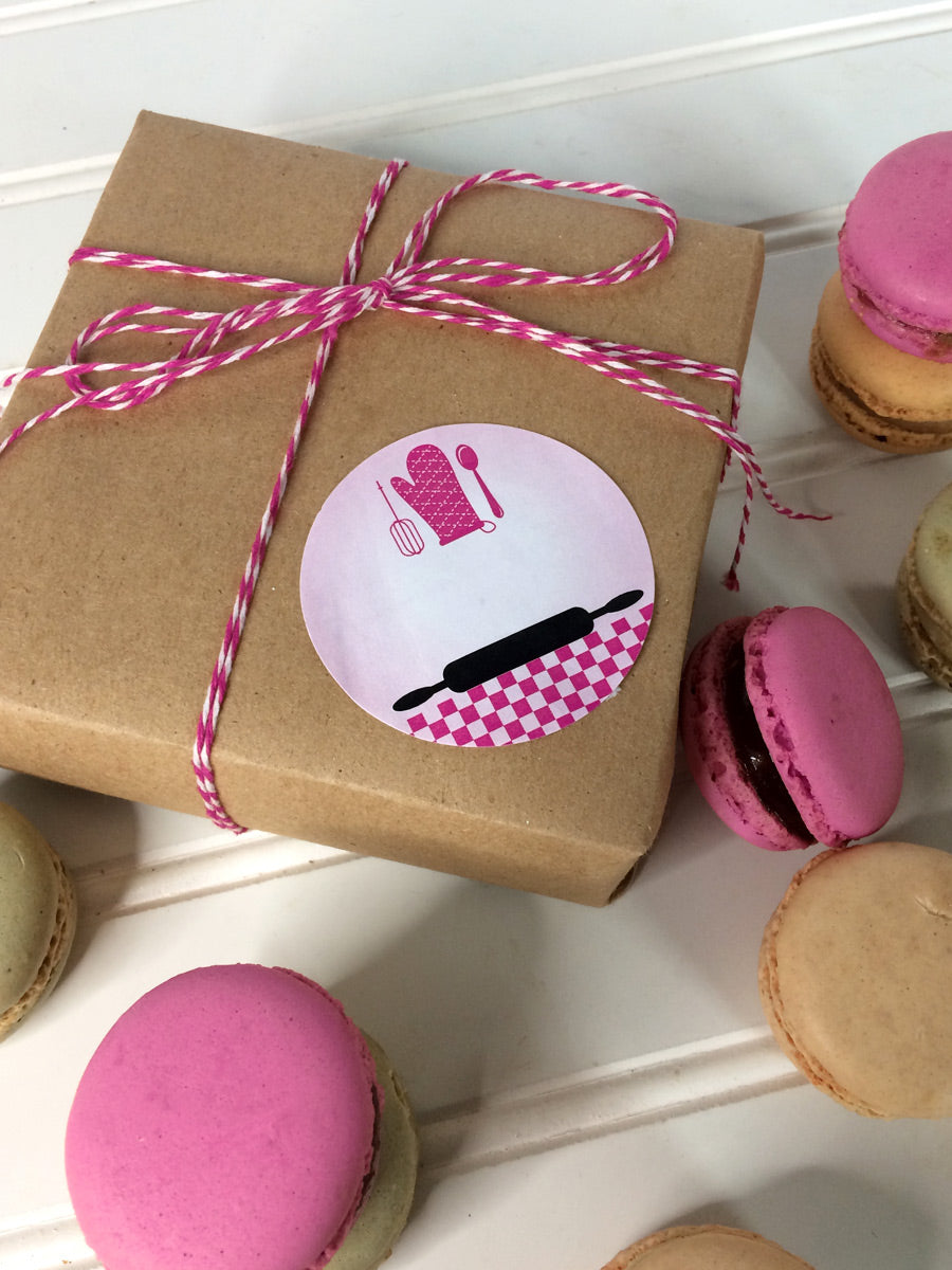 Hot Pink & Black Kitchen Labels for pastry boxes  | CanningCrafts.com
