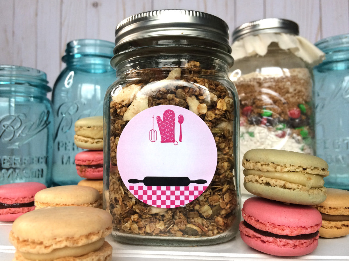Hot Pink & Black Kitchen Labels for mason jars | CanningCrafts.com