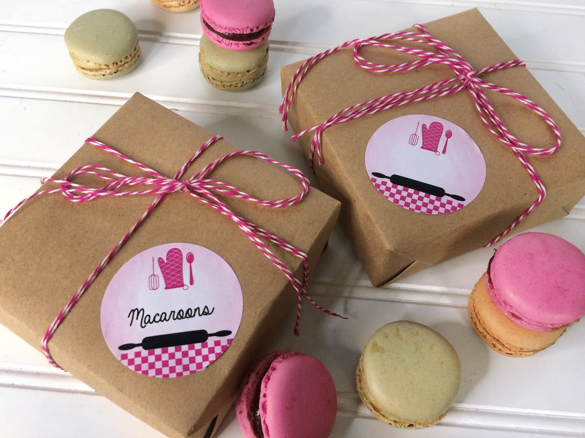 Hot Pink & Black Kitchen Labels for bakery pastry boxes  | CanningCrafts.com