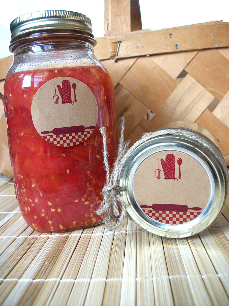 Red Kraft Kitchen Canning Labels | CanningCrafts.com