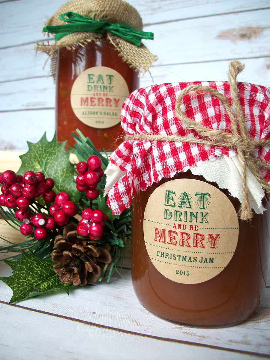 Eat Drink & Be Merry Christmas Canning Labels | CanningCrafts.com
