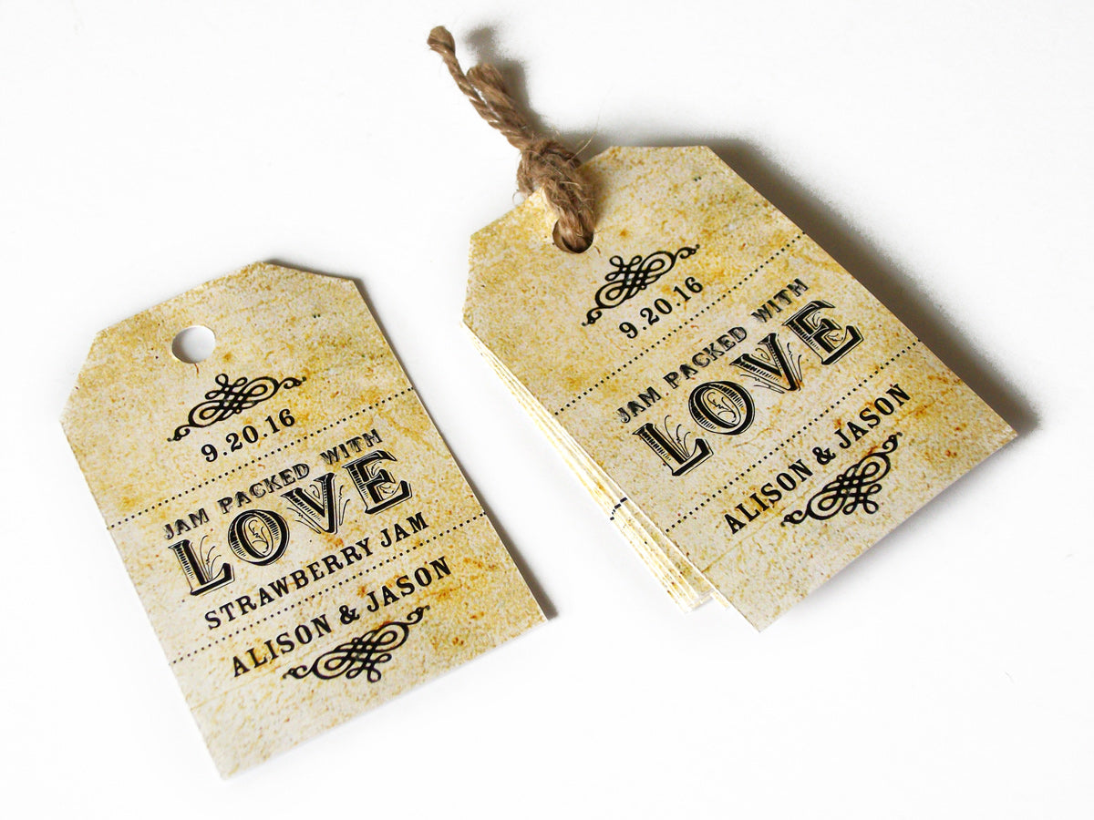 Custom Jam Packed with Love Wedding favor hang tags | CanningCrafts.com