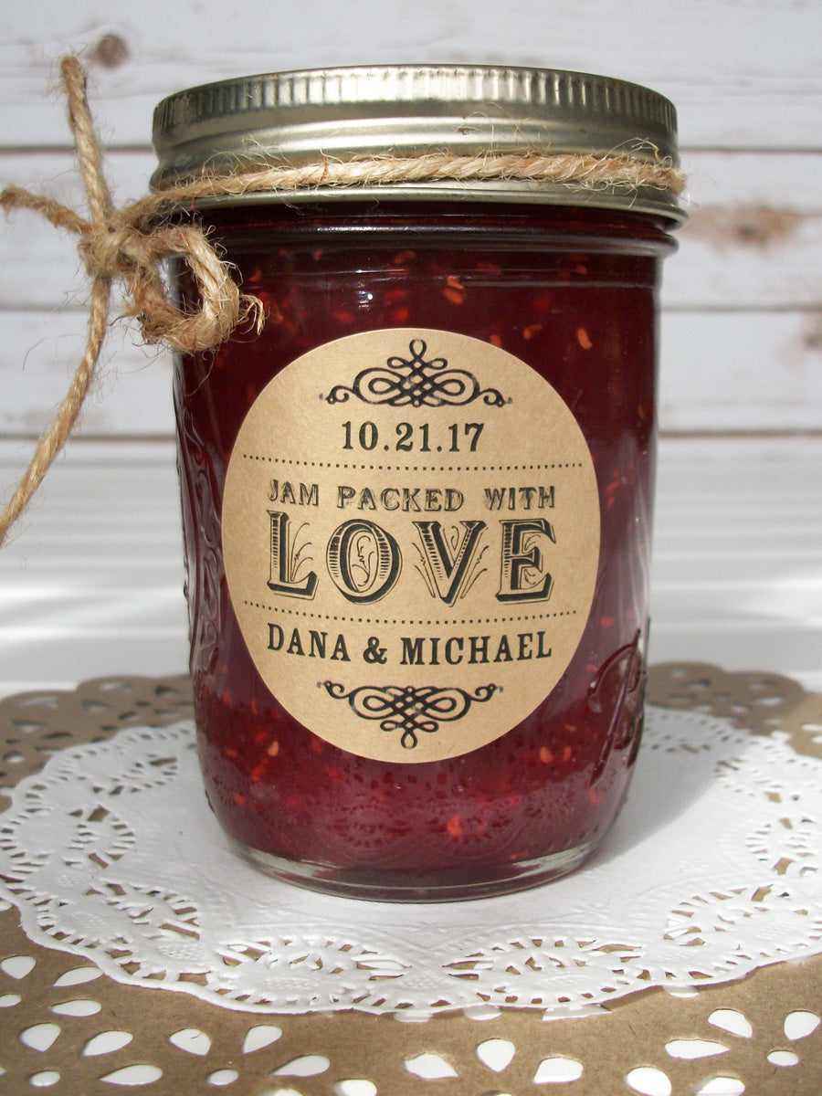 custom jam packed with love wedding favor labels | CanningCrafts.com