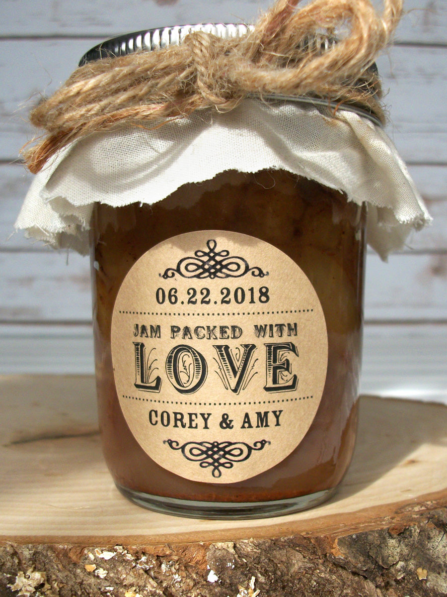 custom jam packed with love wedding favor label | CanningCrafts.com
