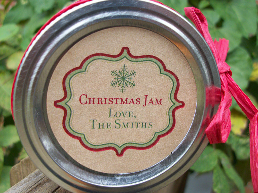 Custom Kraft Christmas Canning Labels, holiday jam & jelly jar