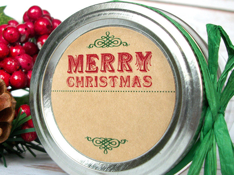 Vintage Kraft Merry Christmas Canning Labels | CanningCrafts.com
