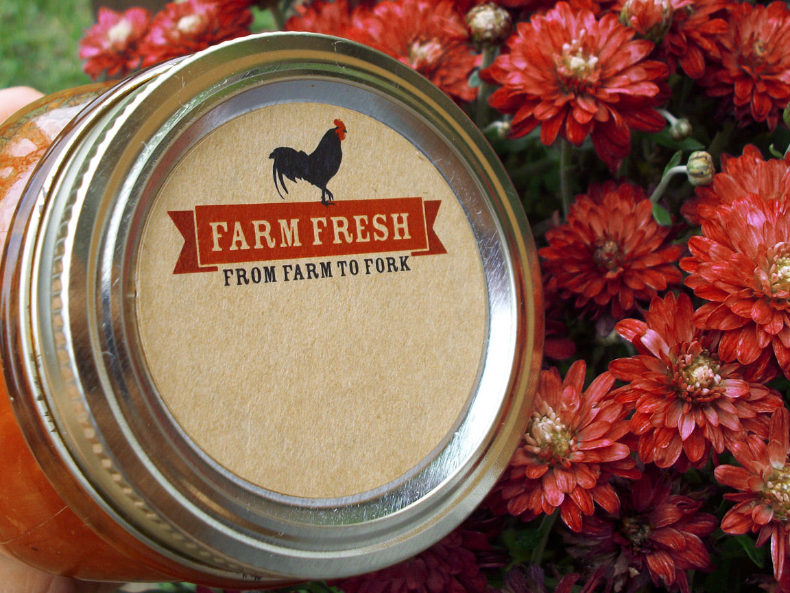 Carn Label Kraft Farm Fresh Rooster Canning Labels for gardeners & farmers ...