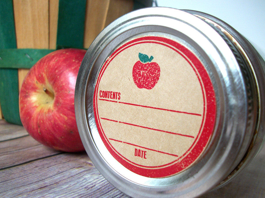 Kraft Rubber Stamp Apple Canning Labels | CanningCrafts.com
