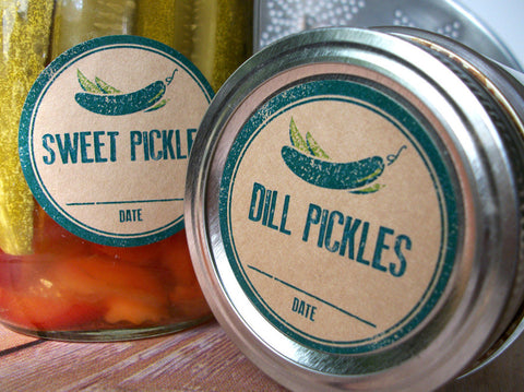 Kraft Rubber Stamp Dill & Sweet Pickle Canning Labels | CanningCrafts.com