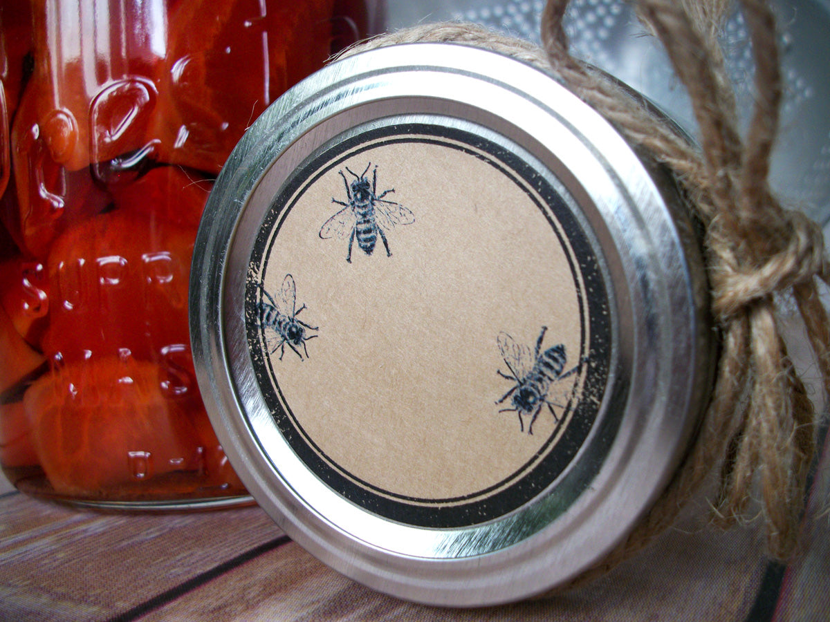 Rubber stamp kraft honey bee canning label | CanningCrafts.com