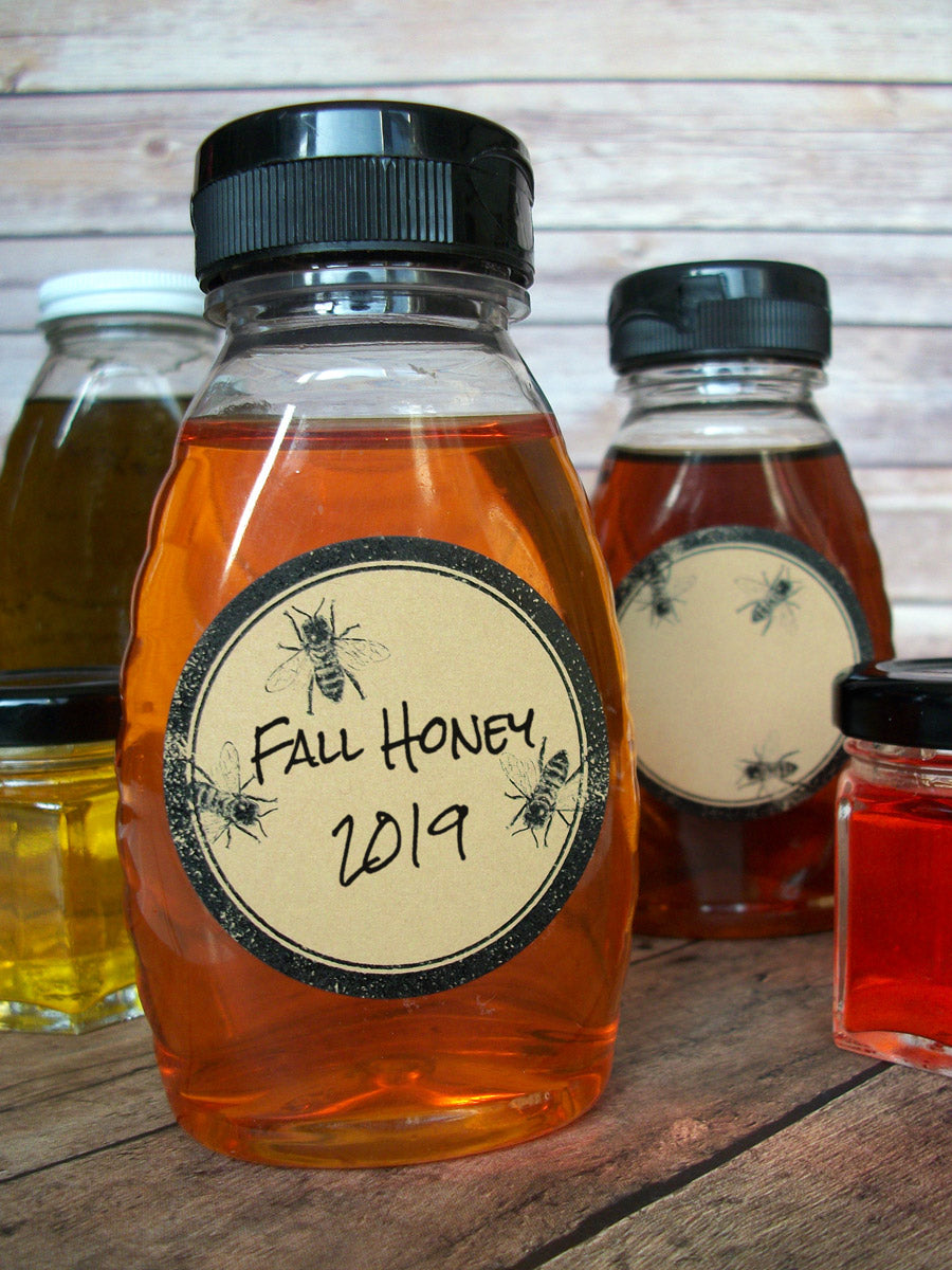 Rubber stamp kraft honey bee canning label | CanningCrafts.com