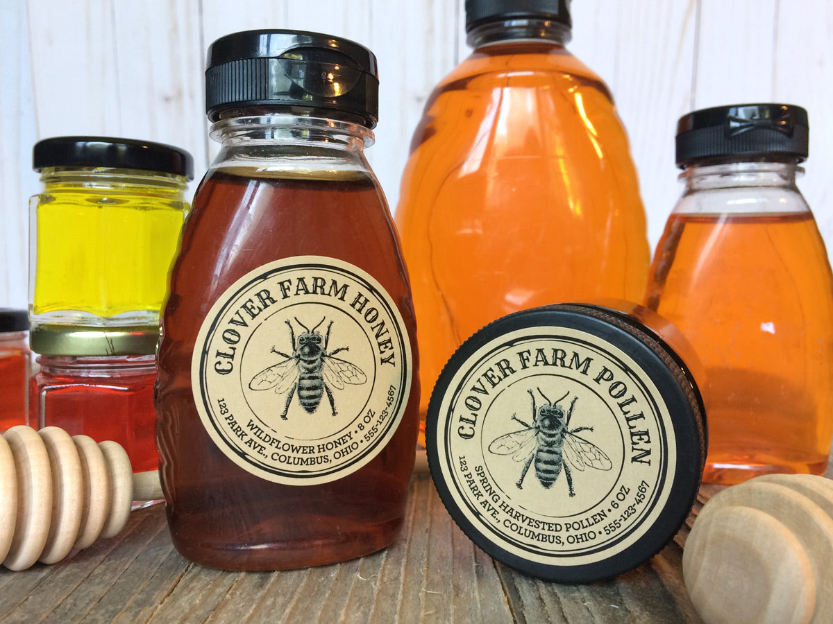 Custom Kraft Seal Honey and Pollen Labels | CanningCrafts.com