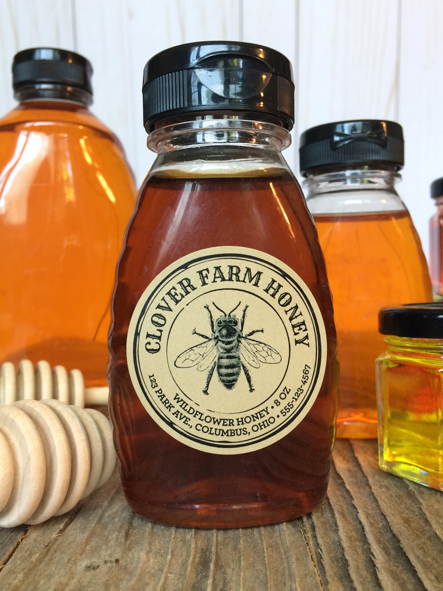 Custom Kraft Seal Honey Bottle Labels | CanningCrafts.com