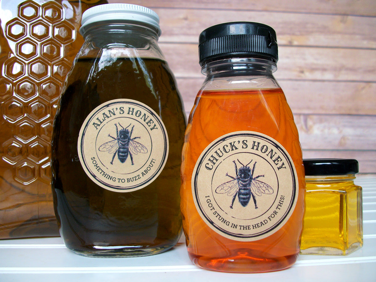 Custom Kraft Rubber Stamp Honey Labels gift for backyard