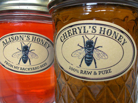 Custom Kraft Seal Oval Honey Jar Labels | CanningCrafts.com