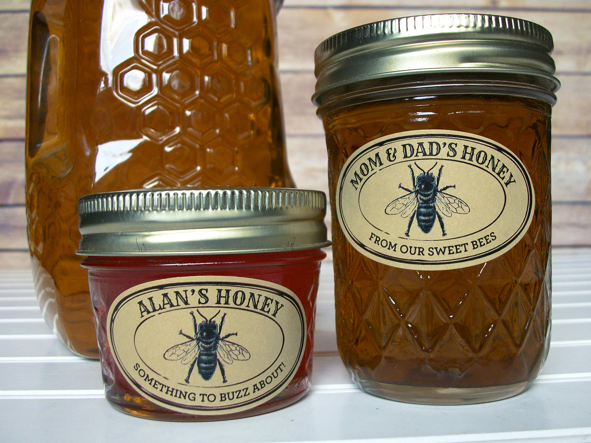 Custom Kraft Seal Oval Honey Jar Labels | CanningCrafts.com