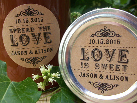 Vintage Oval Love is Sweet Wedding Canning Labels