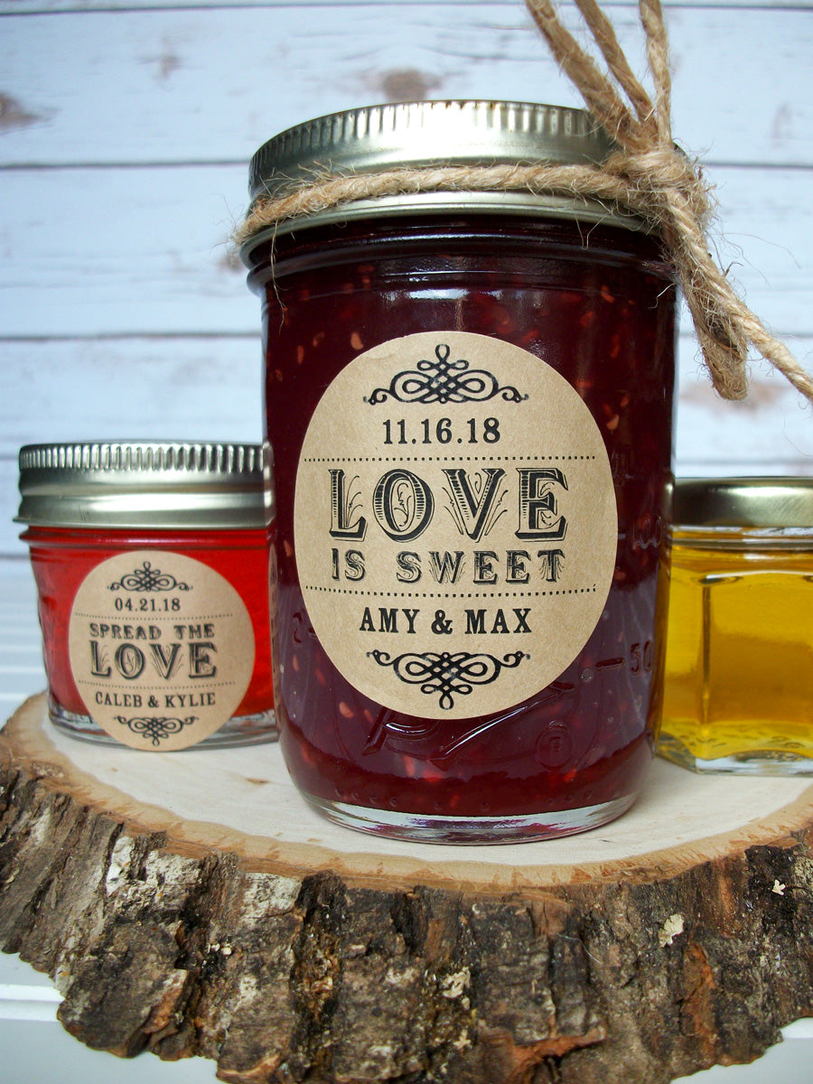 Kraft Paper Love is Sweet wedding favor jam jar canning labels –  CanningCrafts