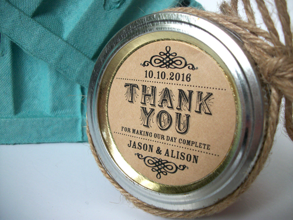 custom Thank You for making our day complete wedding label | CanningCrafts.com